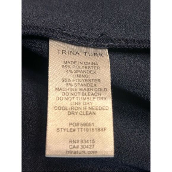 TRINA TURK MILEY OFF THE SHOULDER BELL SLEEVE DRESS NAVY SZ 6 NWT (4625) - Picture 8 of 8